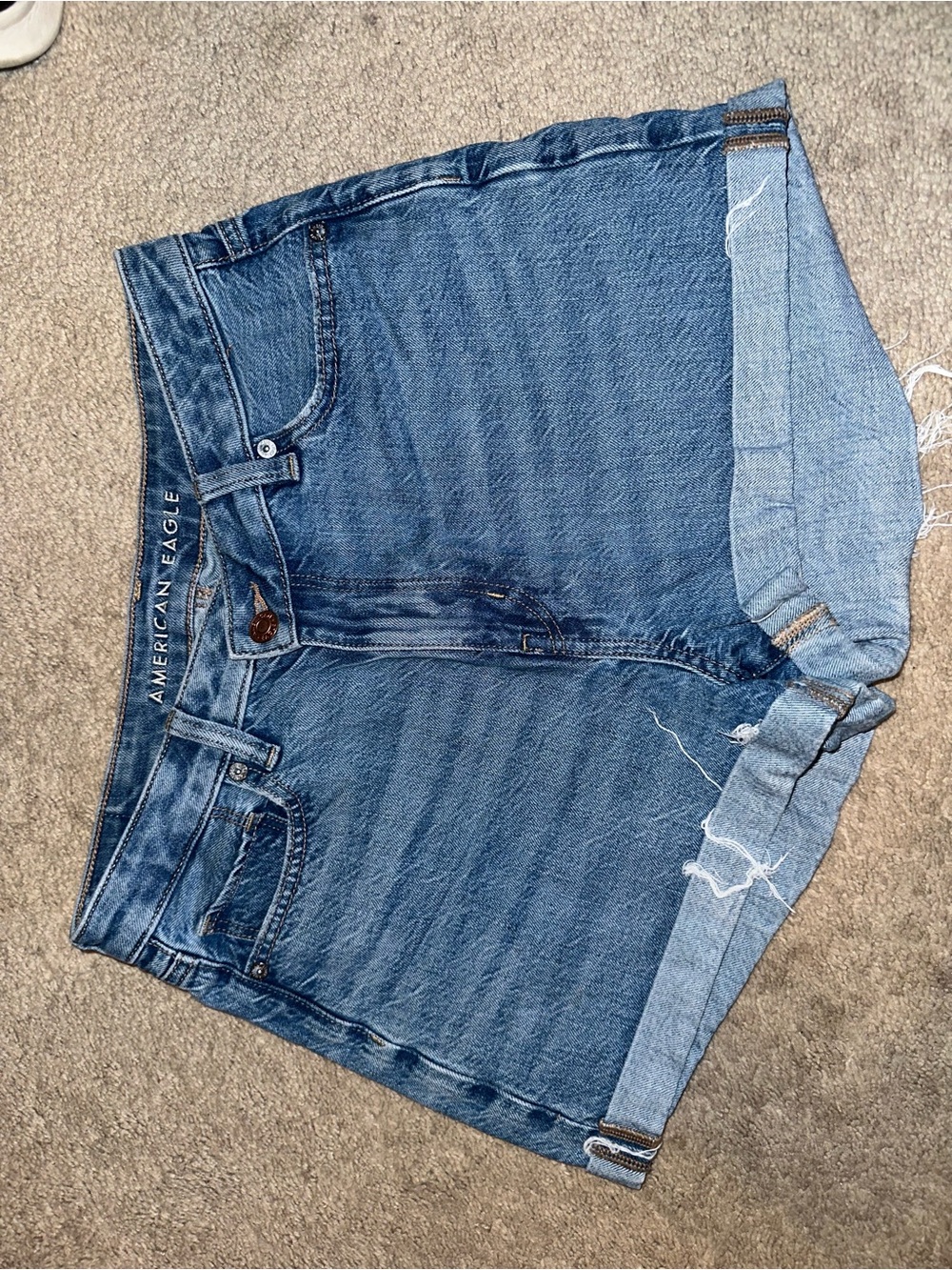 American Eagle Outfitters Dark Blue Rolled Hem Denim Shorts